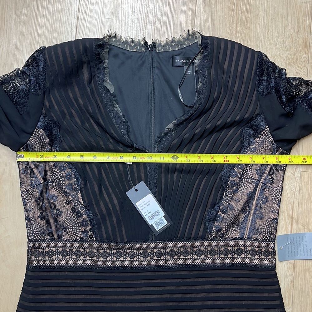 Tadashi Shoji Lace Pintuck Long Sleeve Midi Cocktail Dress, Size 16 1347 - Picture 14 of 14